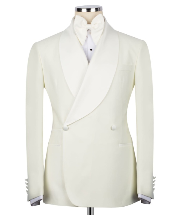 Ivory White Tuxedo Jacket and Black Tuxedo Pant