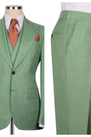 Light Mint Green Single-Breasted Three-Piece Suit