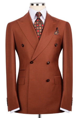 Cinnamon Brown Double-Breasted Suit with Super 220 Wool
