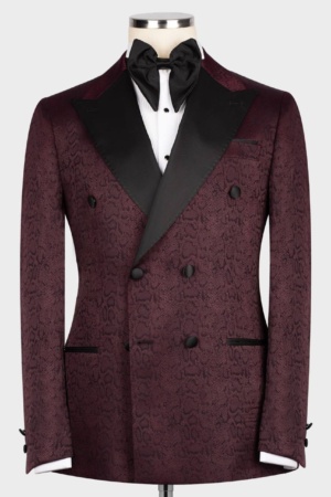 Maroon Tuxedo with Ivory Peak Lapel
