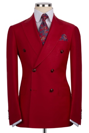 Red Double-Breasted Suit with Super 220 Wool