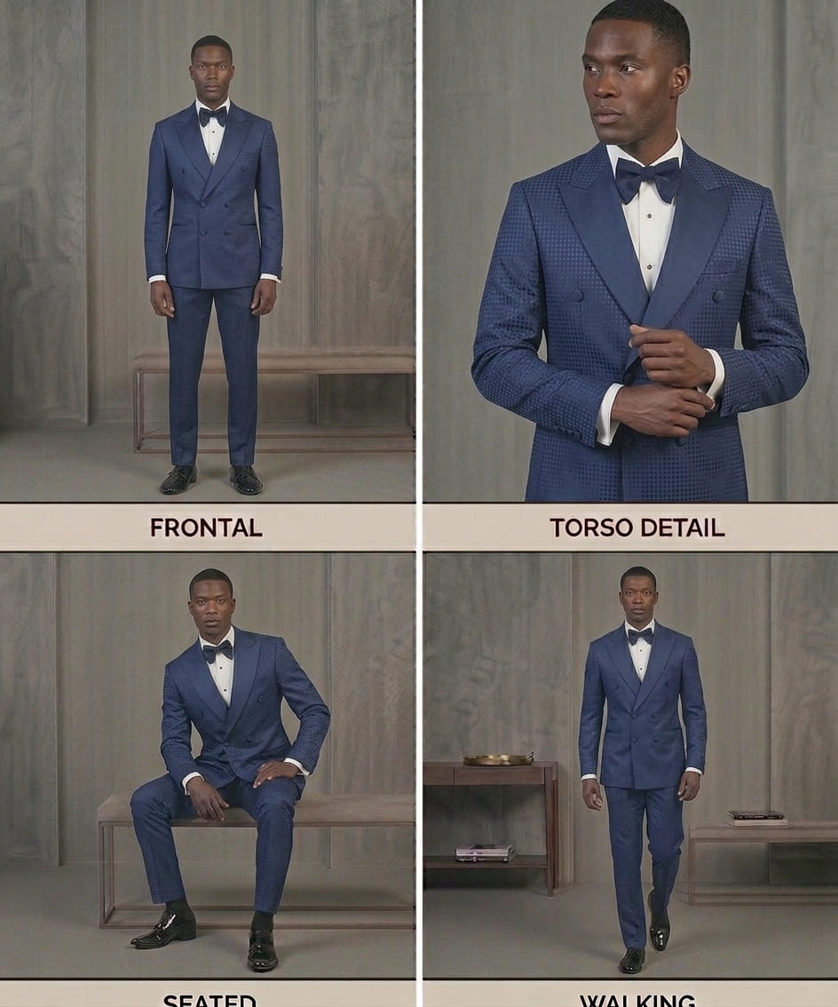 Blue Checkered Tuxedo - Image 2