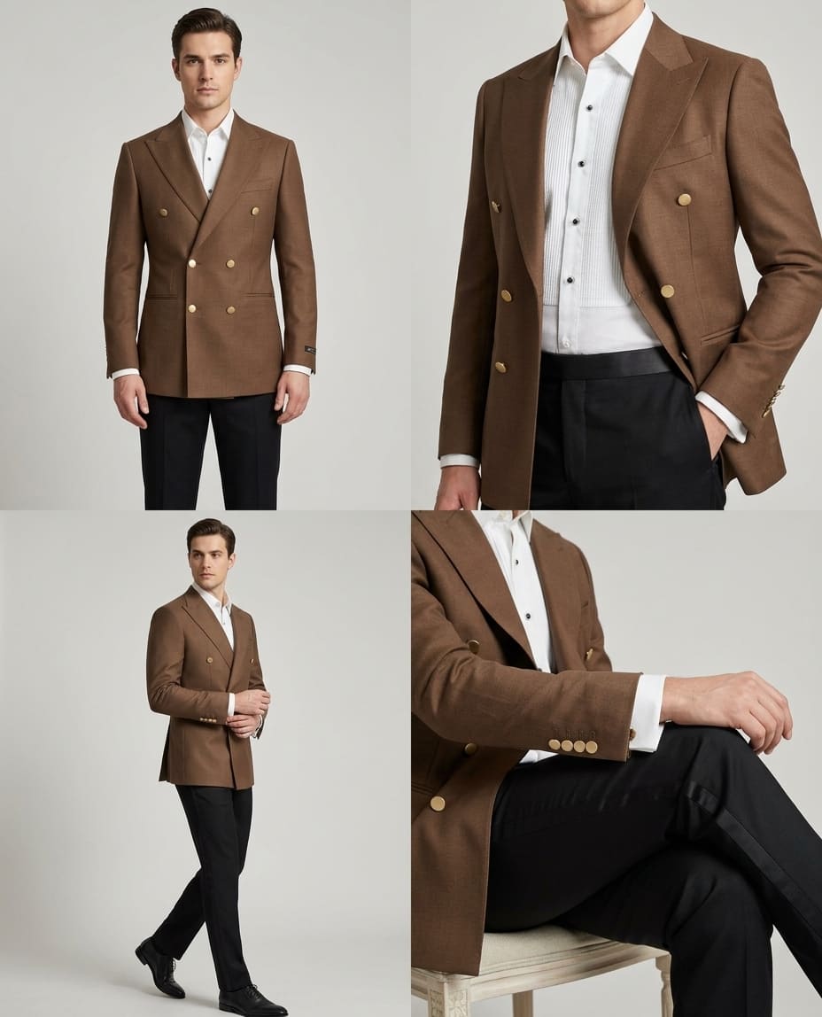 Brown Double Breasted Jacket - Image 2