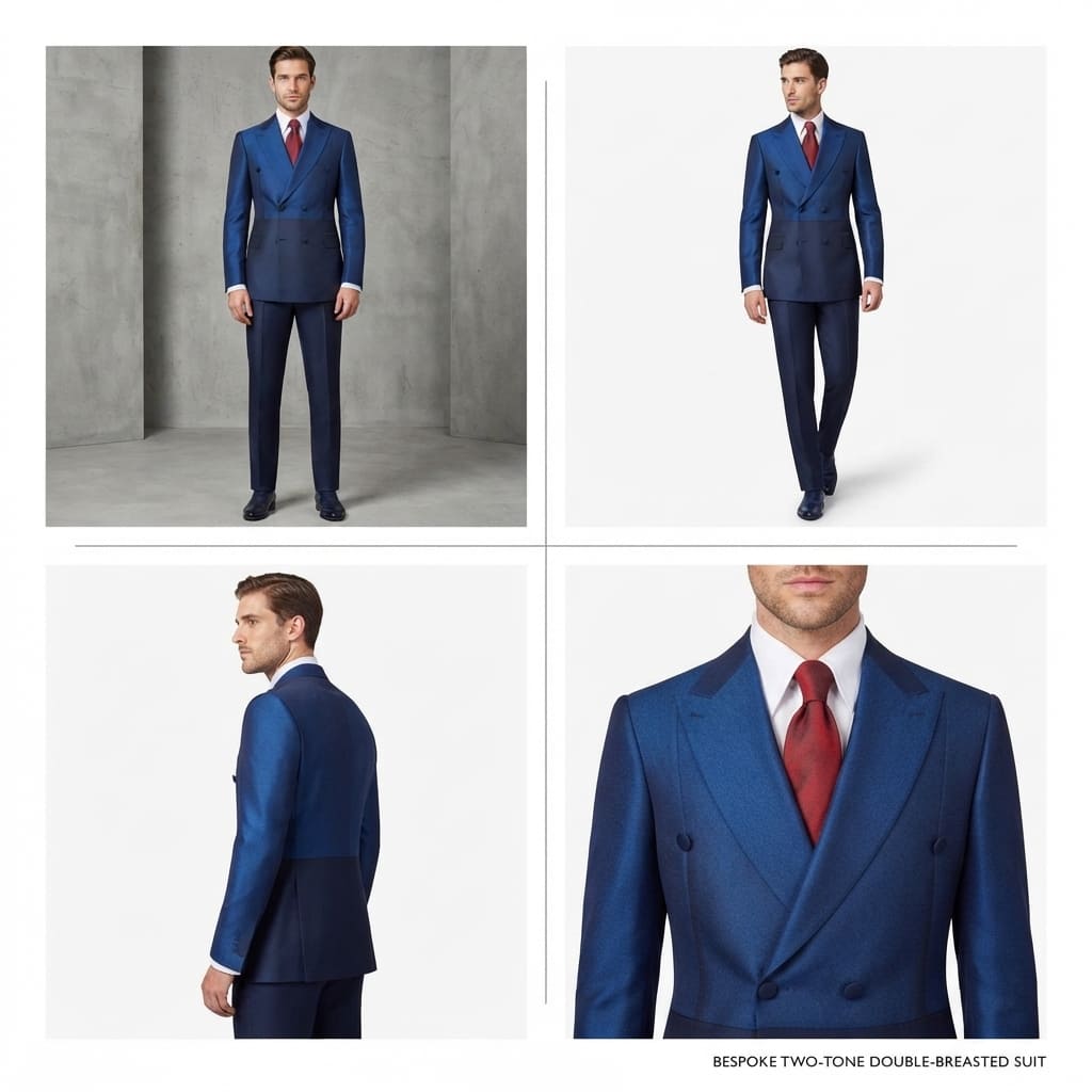 Navy Blue Double-Breasted Tuxedo - Image 2