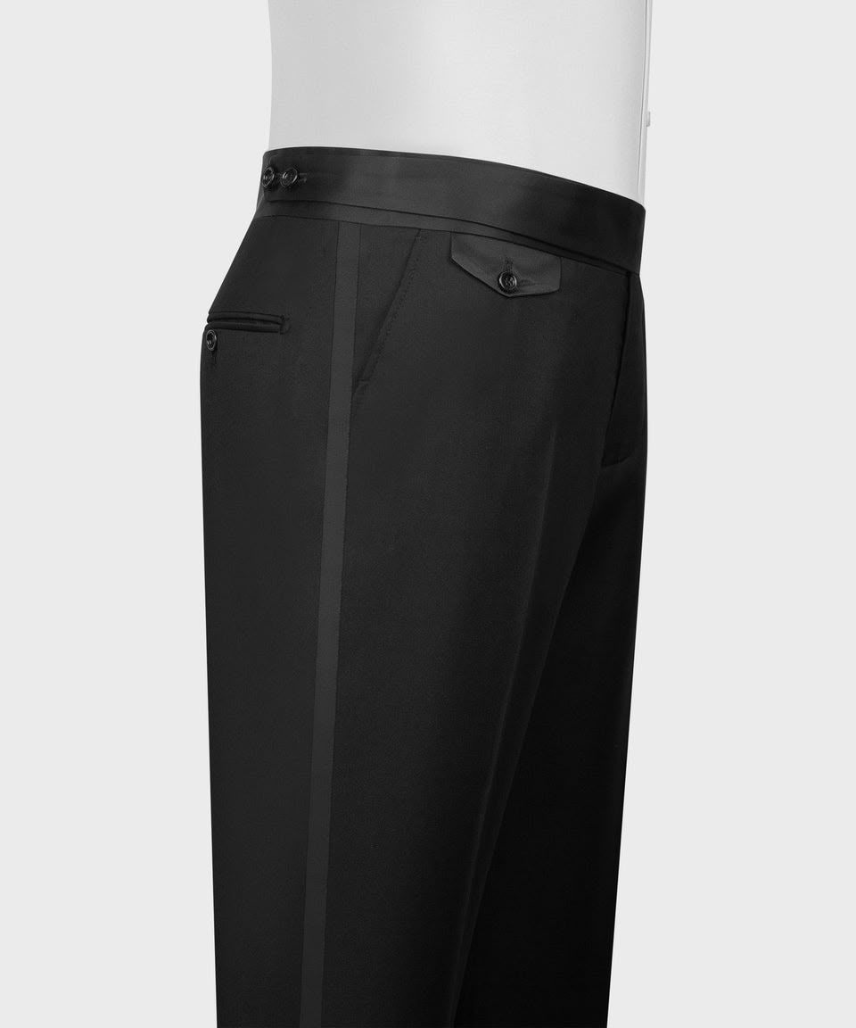 Black Silk Satin Double-Breasted Tuxedo - Image 2