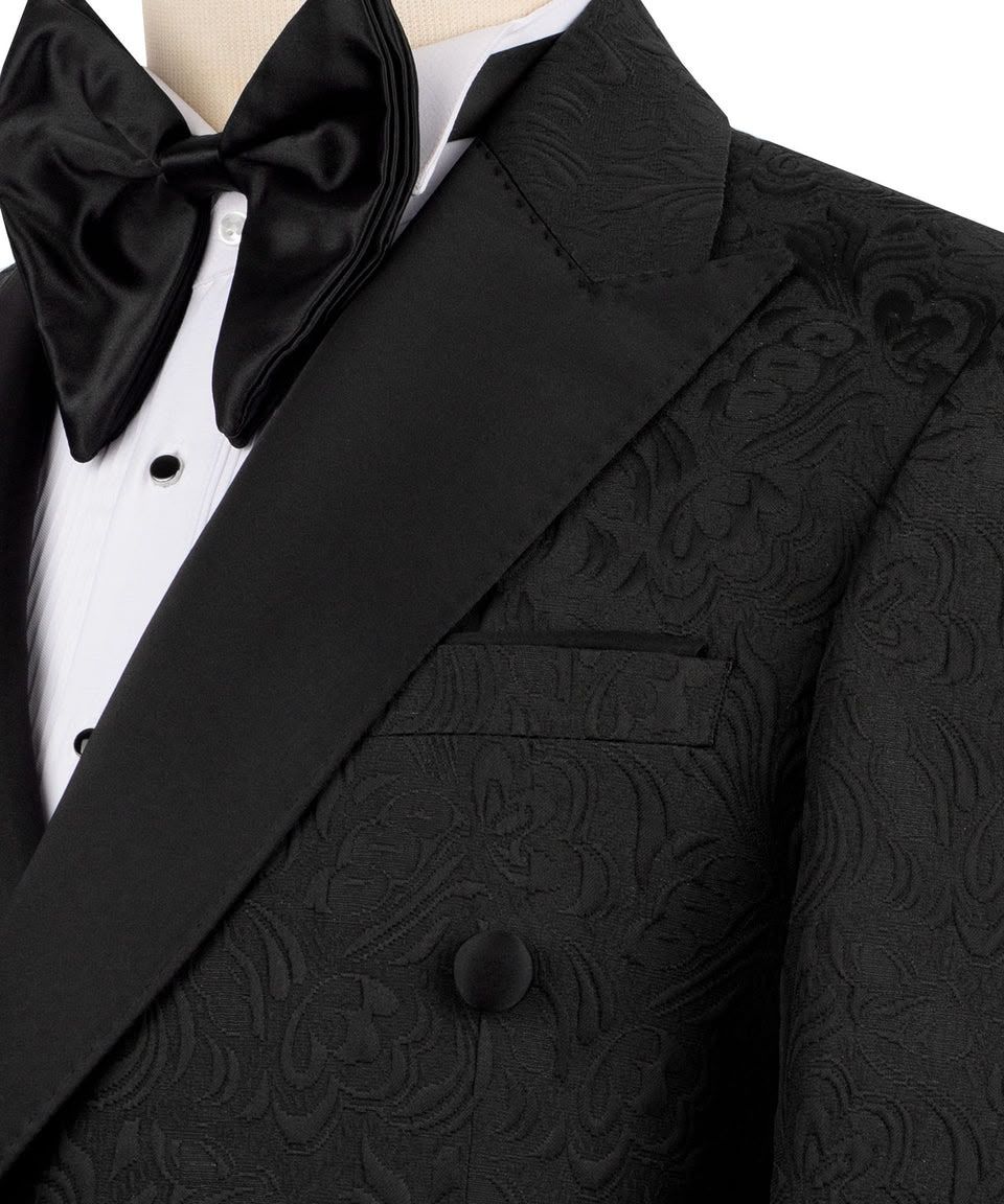 Black Silk Satin Double-Breasted Tuxedo - Image 3