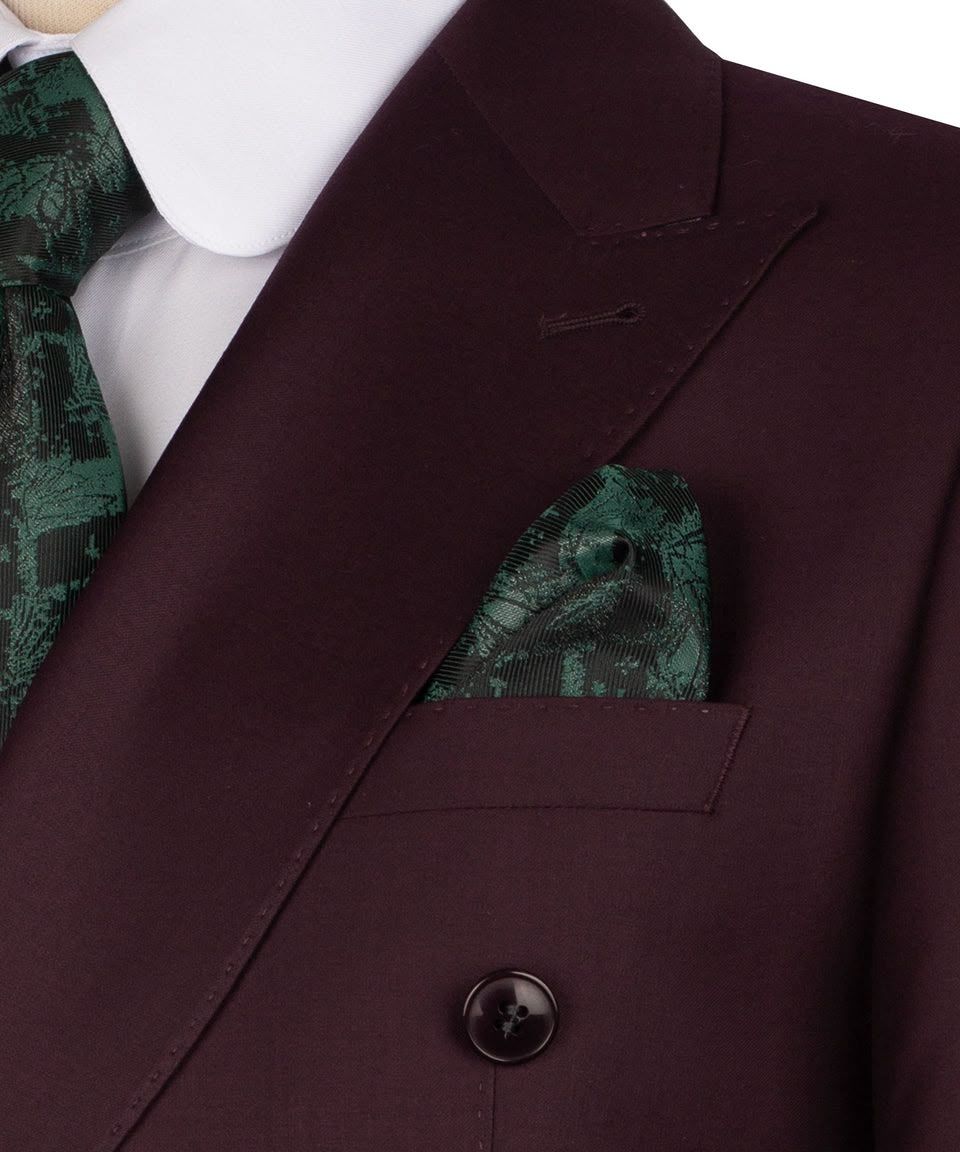 Burgundy Super 220’s Wool Double-Breasted Suit - Image 3