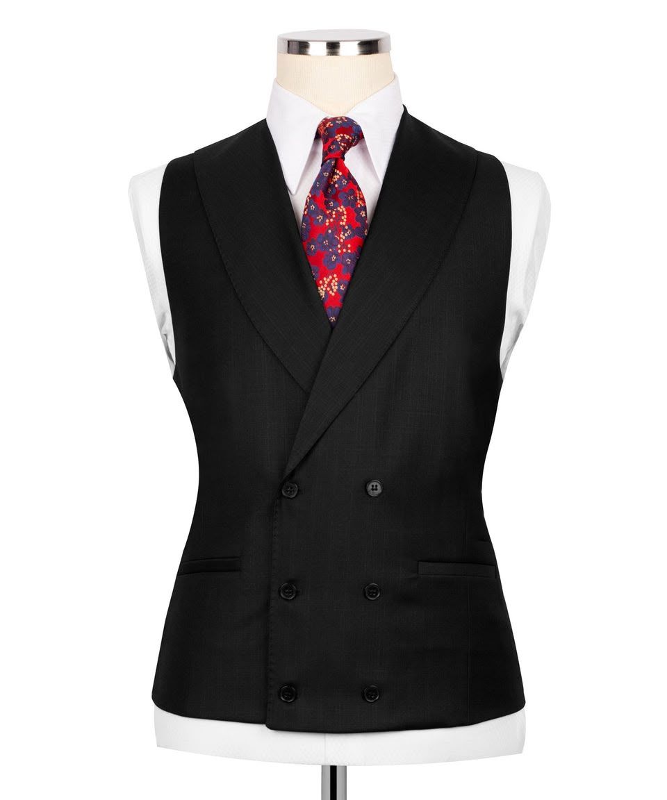 Classic Black Super 220’s Wool Three-Piece Suit with Matching Pants - Image 3