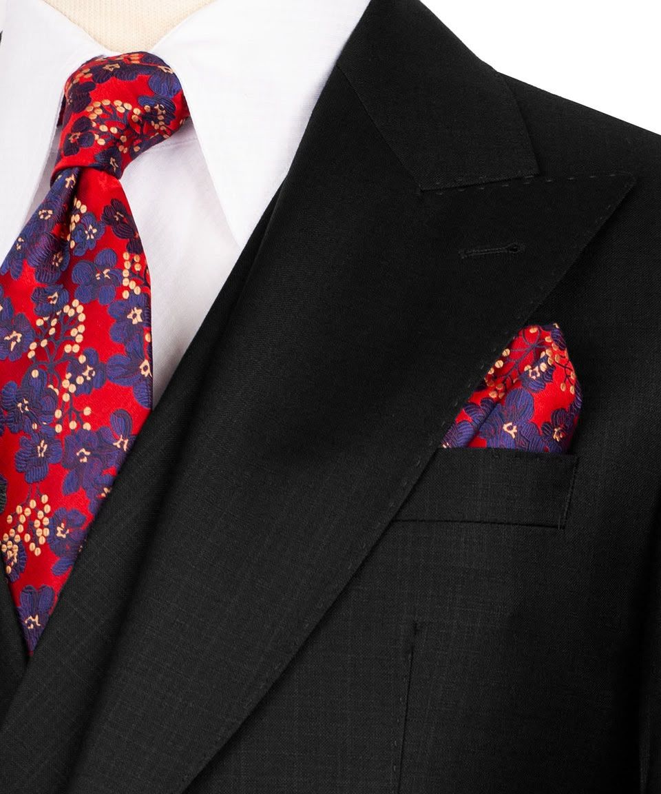 Classic Black Super 220’s Wool Three-Piece Suit with Matching Pants - Image 4