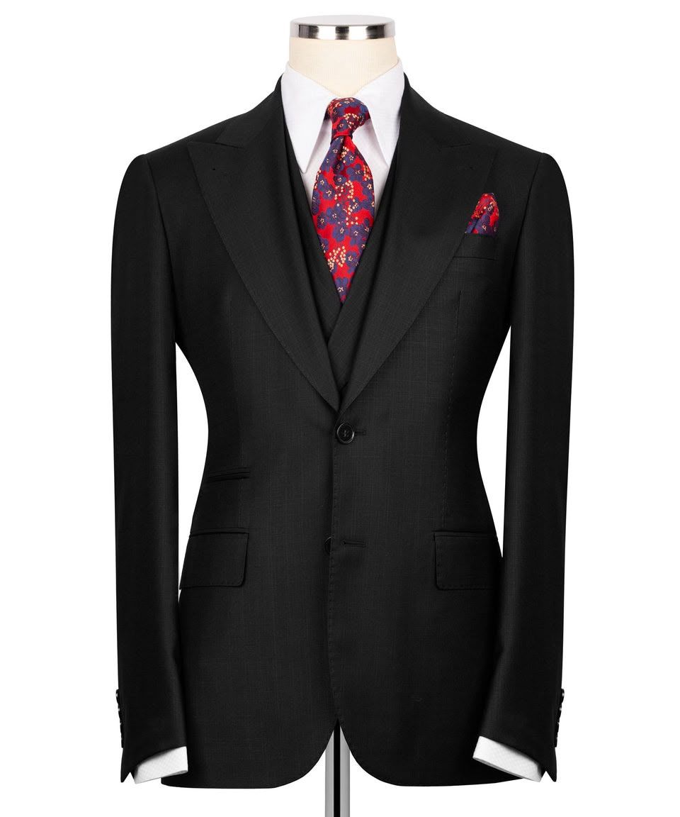 Classic Black Super 220’s Wool Three-Piece Suit with Matching Pants - Image 6