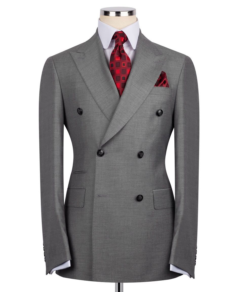 Gray Super 220’s Wool Double-Breasted Suit