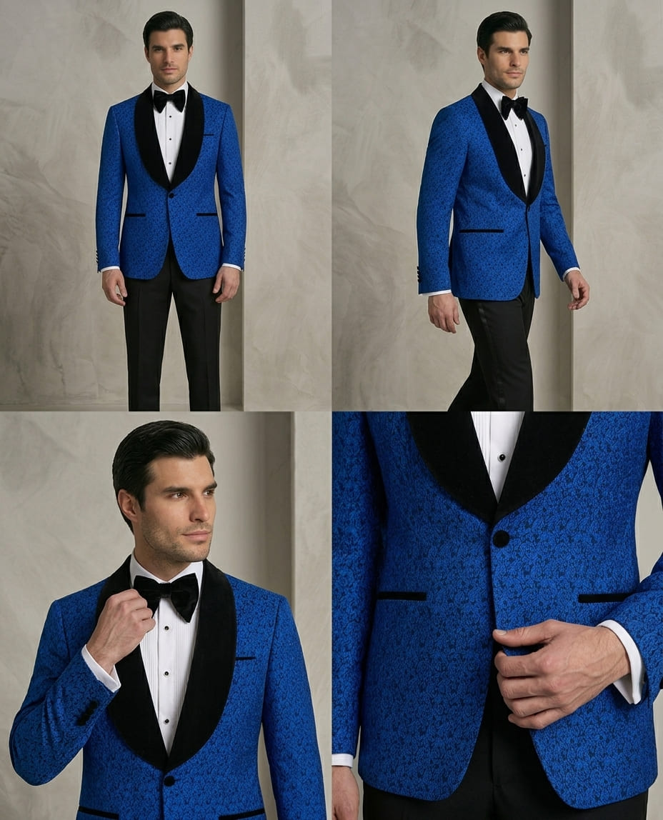 Light Blue Patterned Tuxedo - Image 2