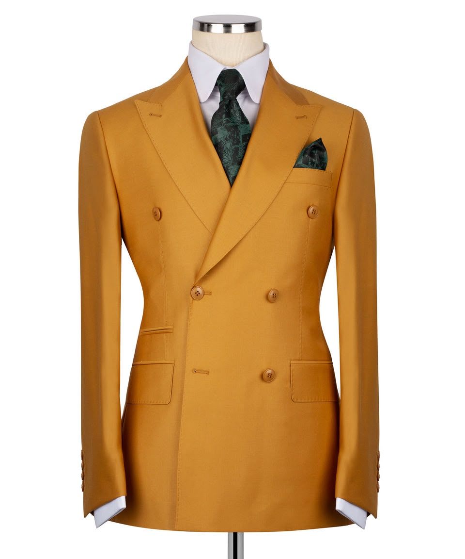 Mustard Gold Super 220’s Wool Double-Breasted Suit