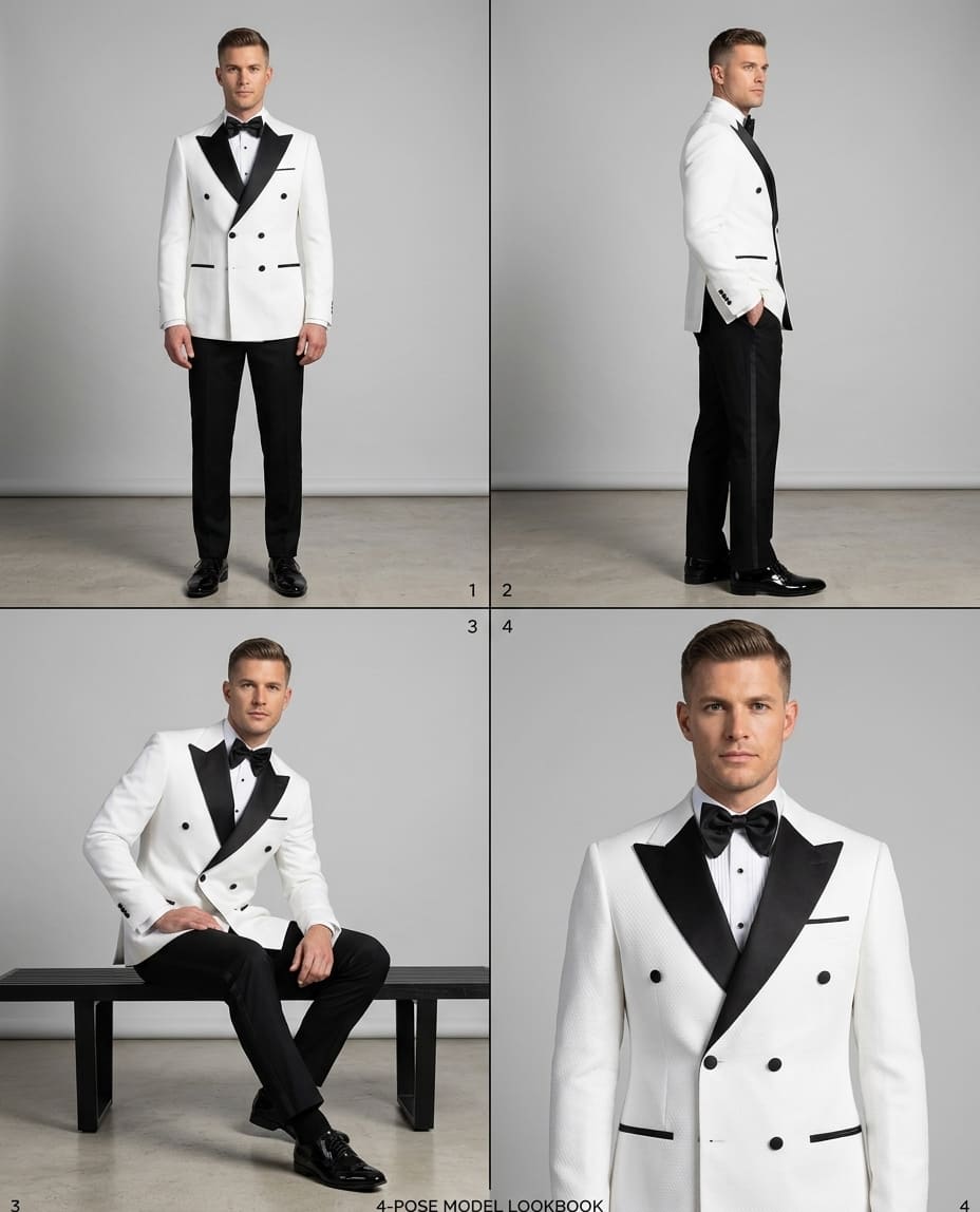 White Double Breasted Tuxedo - Image 2