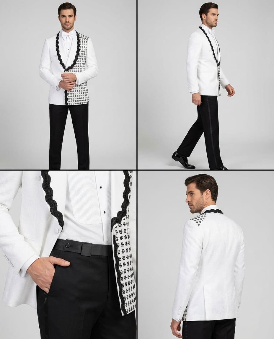 White and Black Patterned Tuxedo - Image 2